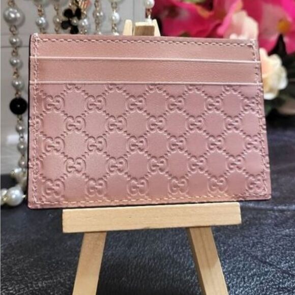 GUCCI Microguccissima Card Holder Soft Pink IN NEW CONDITION - Picture 1 of 13